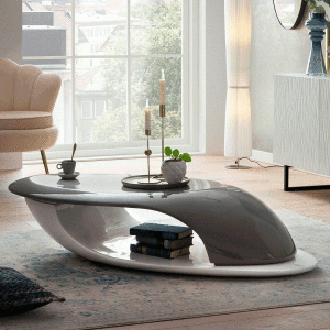 Artistiq Salontafel 'Zan' 130 x 58cm, kleur grijs / wit