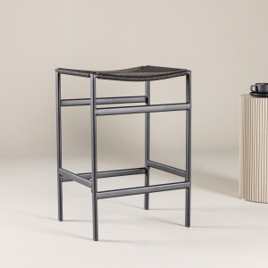 Nohr Barkruk 'Lakeithia' Rattan, kleur Zwart (zithoogte 63cm)