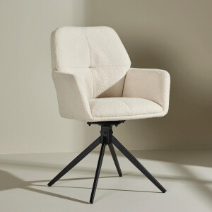 Nohr Draaibare Eetkamerstoel 'Montie' Bouclé, kleur Off White