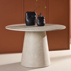 Nohr Ronde Eettafel 'Mikeisha' Marmerlook, 120cm, kleur Beige