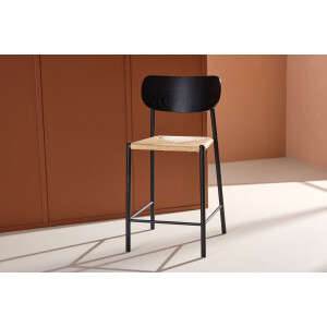 Nohr Barkruk 'Lakeithia' Rattan, kleur Naturel/Zwart (zithoogte 67cm)