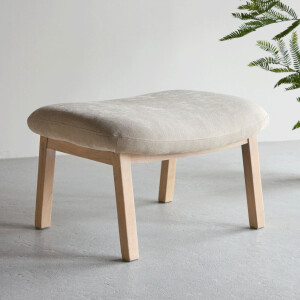 Nohr Hocker 'Shanthi' Rubberhout en stof, kleur Beige