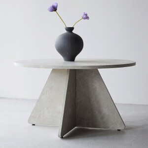 Nohr Ronde Salontafel 'Cynthiaann' Marmerlook, 80cm, kleur Beige