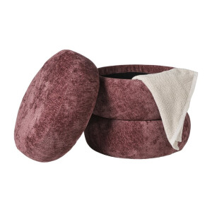 Opbergpoef bubbles - bordeaux rood - ø41x41 cm