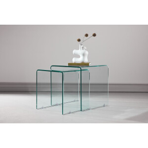 Nohr Bijzettafel 'Rockwell' Glas, Set van 2 stuks