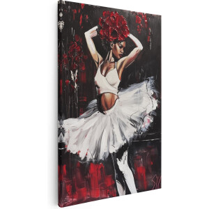 Artaza Canvas Schilderij Kunstwerk van een Ballerina met Rozen op haar Hoofd - 80x120 - Groot - Foto Op Canvas - Canvas Print