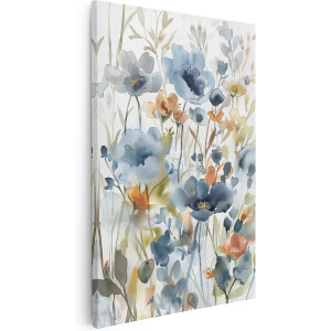 Artaza Canvas Schilderij Aquarelkunstwerk van Bloemen - 40x60 - Wanddecoratie - Foto Op Canvas - Canvas Print