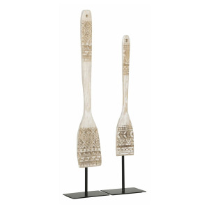 MUST Living Decoratie 'Tribal Spoon' Teakhout, Set van 2 stuks, kleur Wit