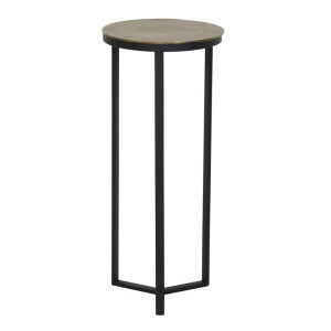 Light & Living Bijzettafel 'Retiro' zuil, mat zwart+ruw antiek brons