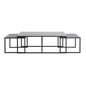 Light & Living Bijzettafel 'Kumalu' Set van 3 stuks max, antiek tin-antiek lood