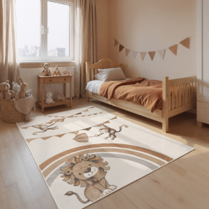 Vloerkleed Kids Monkey Party 170x120cm - Polypropyleen - Dekbed-Discounter.nl