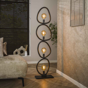 LifestyleFurn Organische Vloerlamp 'Joelle' 4-lamps, Artic Black finish