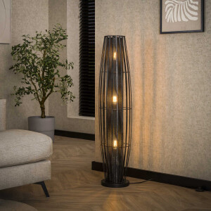 LifestyleFurn Vloerlamp 'Roxann' 3-lamps, kleur Charcoal