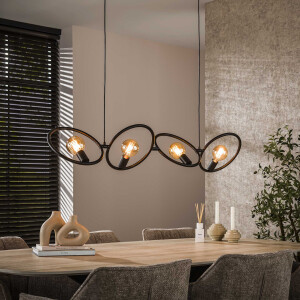 LifestyleFurn Hanglamp 'Davion' Artic black finish, 4-lamps