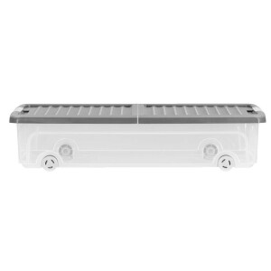 Leen Bakker - Kis W-Box Onderbedbox XL 55L - 79x58x16,5 Cm - Polypropyleen/Kunststof - Transparant#Grijs - 57x17x79 Cm