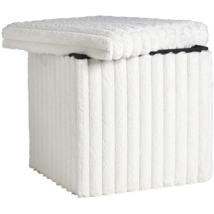 2e Halve Prijs Leen Bakker - Opbergbox Opvouwbaar Fluffy Off-white - 38x38x38 Cm - Polyester/MDF - Wit