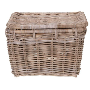 Leen Bakker - Mand Met Deksel Meike - Antiek - 47x34x35 Cm - Rotan - Grijs