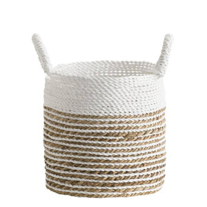 Leen Bakker - Mand Bologna - Naturel/ - 30xØ28 Cm - Zeegras - Wit