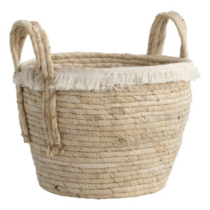 2e Halve Prijs Leen Bakker - Mand Pablo M - Naturel - Stro - 29,5xØ30 Cm - Zeegras - Bruin - B29.5 Cm
