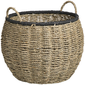 Leen Bakker - Mand Nomad - Zwart/bruin - 24xØ33 Cm - Zeegras - Crème - H21 Cm