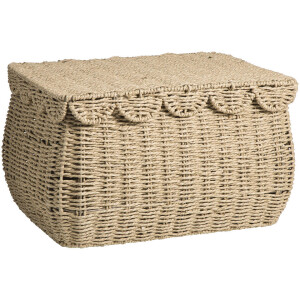 2e Halve Prijs Leen Bakker - Mand Moda Met Deksel - Bruin - 32x42x25 Cm - Papier - Crème