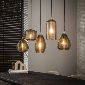 LifestyleFurn Hanglamp 'Kirin' Glas, 5-lamps