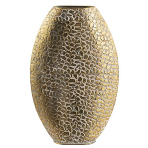 Leen Bakker - Vaas Riv - Goudkleur - Ovaal - 48,5x32x9,5 Cm - Metaal - Goudkleurig
