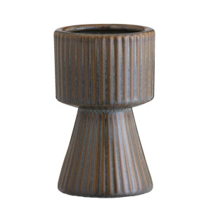 Leen Bakker - Vaas Ribe - - 19,5xØ12 Cm - Keramiek - Bruin - B19.5 Cm