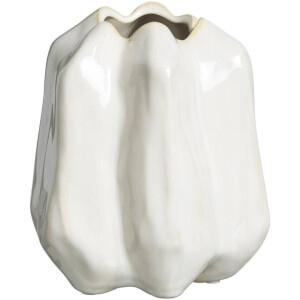 Leen Bakker - Vaas Fleurie - Off-white - 16,5x14,5x16,2 Cm - Stoneware - Crème#Wit - 14.5x16.5x16.2 Cm