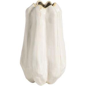 Leen Bakker - Vaas Fleurie - Off-white - 34,8x19,5x19 Cm - Stoneware - Wit#Crème - 19.5x34.8x19 Cm