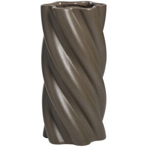 Leen Bakker - Vaas Twist - 29,8xØ14,2 Cm - Keramiek - Bruin - H29.8 Cm