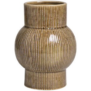 Leen Bakker - Vaas Olivia - - 18,5x Ø14 Cm - Keramiek - Bruin - H18.5 Cm