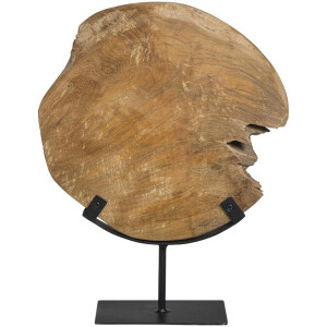 Leen Bakker - Beeld Nomad - Zwart/naturel - 37x27x10 Cm - Metaal/Teakhout - Zwart#Crème