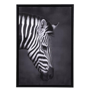 Leen Bakker - Schilderij Zebra - 64x44 Cm - Canvas - Zwart
