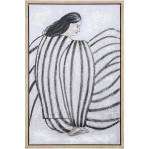 Leen Bakker - Schilderij Woman - Multikleur - 60x40 Cm - Canvas/Hout - Wit#Zwart - 3.8x40x60 Cm