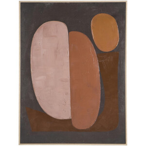 Leen Bakker - Schilderij Abstract Craft Bruin - 80x60 Cm - MDF - Roze#Bruin#Zwart - 3.5x60x80 Cm