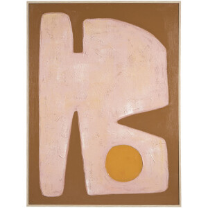 Leen Bakker - Schilderije Abstract Craft Terra - 80x60 Cm - MDF - Roze#Geel#Bruin - 3.5x60x80 Cm