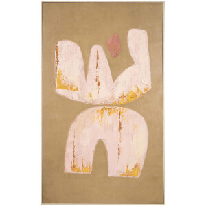 Leen Bakker - Schilderij Abstract Craft Oker - 115x70 Cm - MDF - Roze#Bruin#Geel - 3.5x70x115 Cm