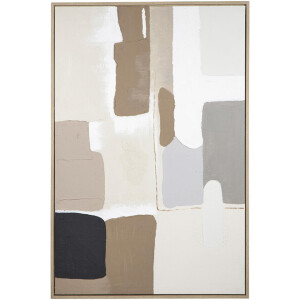 Leen Bakker - Schilderij Nedra Beige - 120x80 Cm - MDF - Wit#Beige#Bruin#Crème - 3.8x80x120 Cm
