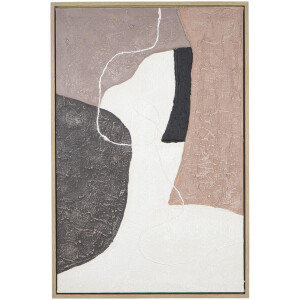 Leen Bakker - Schilderij Neva Zandkleur - 90x60 Cm - MDF - Bruin#Crème#Grijs#Beige - 3.8x60x90 Cm