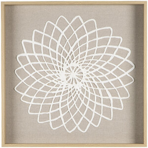 Leen Bakker - Schilderij Flower Off-white /glas - 50x50 Cm - MDF - Wit#Crème#Beige - 5.5x50x50 Cm