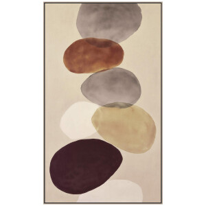 Leen Bakker - Schilderij Gekleurde Stenen FCL - 118x70 Cm - MDF - Bruin#Crème#Grijs - 3.7x70x118 Cm