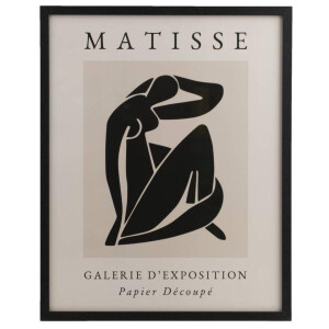 Leen Bakker - Poster Matisse Lady - 40x50 Cm - MDF/Glas - Beige#Zwart#Wit#Crème
