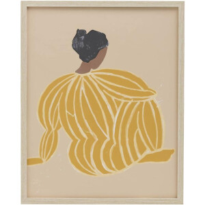 Leen Bakker - Poster Lady - 50x40 Cm - MDF/Glas - Geel#Multikleur