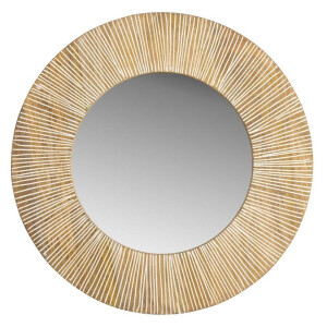 Leen Bakker - Spiegel Sem - Naturel - Ø50 Cm - Mangohout/Glas - Bruin