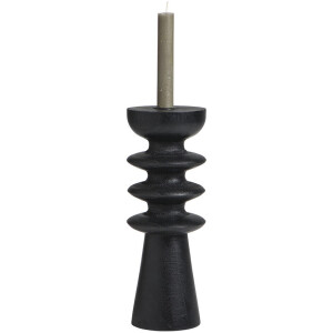 Leen Bakker - Kandelaar Paula - 28xØ10 Cm - Hout - Zwart