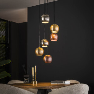 LifestyleFurn Hanglamp 'Shaketta' 6-lamps, Metal mix