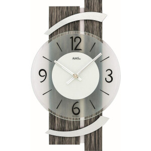 AMS Wandklok Hout-Aluminium 9547