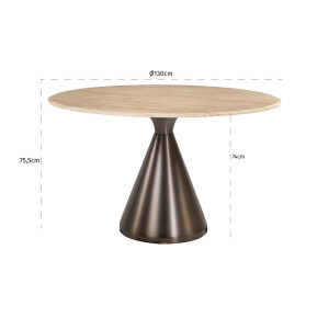 Richmond Ronde Eettafel 'Montgommery' Marmerlook, 130cm