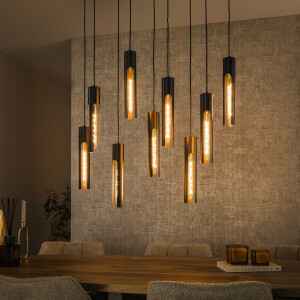 LifestyleFurn Hanglamp 'Charnelle' 5+4-lamps, Artic Black